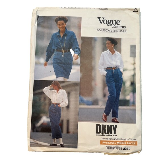 Rare 80s DKNY Skirt & Pant/Jeans Sewing Pattern Size 6-8-10 UC Vtg Vogue 2372 - Picture 1 of 2